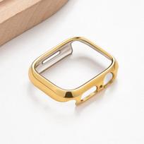 Dėklas Apple Watch 46mm 42mm 45mm 41mm 44mm 40mm Series 11 10 9 7 8 6 SE Danga PC Bamperio Korpusas iWatch Apsauginiai Dėklai 41mm Series 7 8 9 auksas