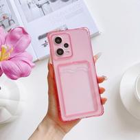 Dėklas su kortelių laikikliu Xiaomi Redmi Note 8 9 9S 10 10s 11 11s 12 12s 12 13 14 Pro 5G Redmi 9A 9C 10A 10C Skaidrus piniginės tipo galinis dangtelis Redmi Note 8 rožinė