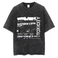 System of A Down Toxicity Albumo Grafikos Išplauti Marškinėliai Moteriški Rock Stiliaus Oversized Marškinėliai Vyriški Vintage Alternatyvaus Metalo Marškinėliai S black