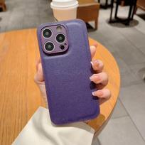 Luxury Leather Texture Shockproof Case For iPhone 14 13 12 11 Pro Max XR X XS 7 8 Plus Mini SE Soft Full Camera Protection Cover for iphone12 Mini(5.4") tamsiai violetine spalva