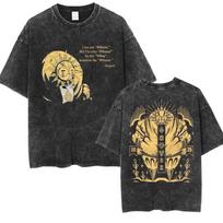 Tengen Toppa Gurren Lagann Spausdinti marškinėliai Oversized Unisex Skalbti Retro viršus Japonų karštas Anime karštas produktas Poroms Streetwear L beige