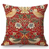 Klasikinis William Morris Braškių vagies raštas Raudona Geltona Toile Delft Mėlyna Elegantiškas Lino Sofos Pagalvės Užvalkalas Kėdės Pagalvėlės Dangalas Peach skin 40*40(CM)-1Pcs beige