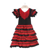 Mergaitės Suknelė Gražus Ispanų Flamenco Šokėjos Kostiumas Vaikams Balandžio Sevilijos Pasirodymai Šokio Apranga XL(10-12 Y) black