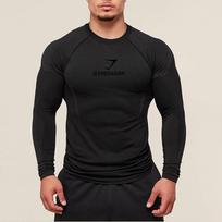 GYMSHARK vyriški greitai džiūstantys kvėpuojantys kompresiniai marškinėliai - trumpomis rankovėmis treniruočių viršus Medium black