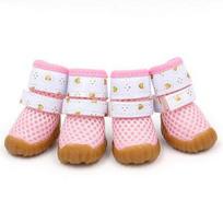 4 vnt./rinkinys Kvėpuojantys šunų batai Mieli neslystantys šunų batai Minkštos saldainių spalvos šunų batai Tinklelio Pug gaminiai (Pink,M) rožinė