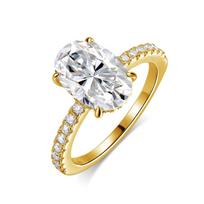 4,5 CT ovalo formos pilnas mozanito sužadėtuvių žiedas moterims, 18K auksu dengtas varis, paslėptas halo deimantinis vestuvinis žiedas, papuošalasGRA 5&zircon not GRA white