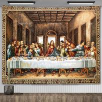 Paskutinės vakarienės gobelenas Jėzus Sieninė dekoracija Kalėdos Kristus Velykos Aliejinė tapyba Miegamojo dekoracija Estetiniai meno plakatai 100X70CM brown