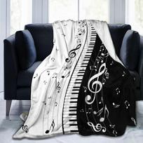 Muzikos natų pledas moterims, vyrams. Minkštas, pūkuotas flanelės vilnos metamas pledas mokytojams, suaugusiems, mergaitėms, berniukams, muzikos mėgėjams. Dovanos Size: 75*100cm, Weight: 230 GSM gray