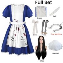 Anime Princesės Alisės Suknelė Padavėjos Prijuostės Suknelė Žaidimo Pamišimas Alisė Cosplay Kostiumas Moterims Merginoms Helovino Šventei XL white