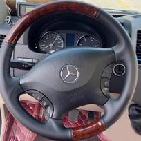 Rankomis siūta neslystanti juodo natūralios odos vairo apdanga Mercedes Benz Viano W639 Vito 2003-2014 Sprinter 2006-2013 TB7