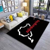 Nürburgringo lenktynių trasos kontūro spaudinio plotas Kilimas Juodas fonas Automobilių sporto grindų kilimas Lenktynių gerbėjo svetainės miegamojo dekoravimo kilimas 60x90cm gray