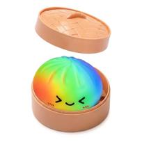 Spalvingas vaivorykštės Bao Squishy lėtai kylantis žaislas streso malšinimui Mini garų puodo pakuotė Minkštas spaudžiamas Fidget kamuoliukas Kawaii maisto jutimo žaislas.