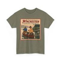 You'll Land Him If You Use Winchester Fishing Tackle Retro Canoe Scene T-shirt S white