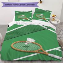 Tennis and Fun Ping Pong Pattern Bedding uilt Set uilt Cover Pillowcase Home Decoration Birthday Gift (1 * duvet cover + 2 * pillowcase without core) 135x200cm white