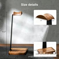 Walnut Wood Over-Ear Headphone & Game Controller Stand Style Four: Black Base + Black Metal Frame