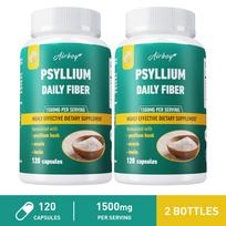 Psyllium Husk Daily Fiber Capsules 1500mg 120 Count — Fiber Support, Digestive Support, Daily Wellness 120*2