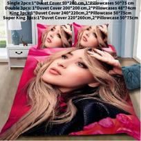Sabrina Carpenter Bedding Set With Flannel Fabric For Bedroom Decor And Gift Single(90x200cm) rožinė raudona spalva