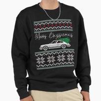 Unisex Cotton Sweater Pullover Hoodie Printed Sweater Merry Classicmas - Vintage Sports Coupe & Festive Pine Pullover Sweatshirt Casual Long Sleeve Sw XL (70-75kg) juoda