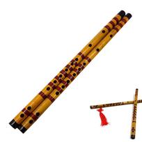 Tradicinis ilgas bambuko fleita klarnetas studentų muzikos instrumentas 7 skylės 42,5 cm A orange