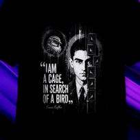 Kafka Tee, QUOTE:  I am a cage, in search of a bird.  Franz, Books, Literary, Metamorphosis, dostoevsky, Nabokov, james joyce, teacher, gift T-shirt 110 black
