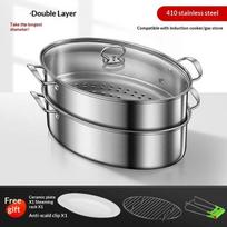 Oval 410 Stainless Steel Fish Steamer Non-Toxic Food Grade Cookware Fits Electric & Induction Cooker Perfect Housewarming Gift A2