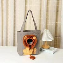 Liūto dizaino peties rankinė Minkštos šunų transportavimo rankinės Nešiojamos kelioninės rankinės augintiniams Katėms Lauke S pilka