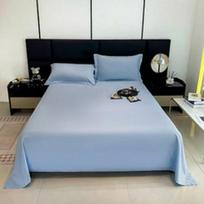 Solid Color Aloe Cotton Washed Bed Sheet - Single/Double, Skin-Friendly & Comfortable for Home Summer Use 120x230cm dangaus mėlyna spalva
