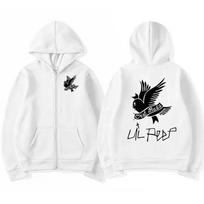 Lil Peep Cry Baby Dove Graphic Zip Up Hoodie Casual Oversized Black Hooded Jacket Streetwear S balta