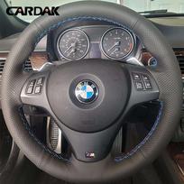 Pilnos juodos odos automobilio vairo pynė Minkštos odos užvalkalas BMW E81 E90 Pack M Sport M3 E91 E92 E93 E87 E82 E88 X1 E84 black thread gray