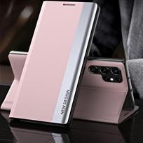 Atverčiamas odinis telefono dėklas Samsung Galaxy S25 Ultra S24 FE S23 S22 Plus S21 A56 A36 A16 A55 A15 A35 A26 A14 A52 A37 A14 A54 5G A57 S26 Ultra Samsung S25 Ultra rožinė