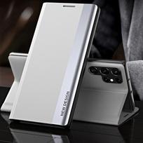 Atverčiamas odinis telefono dėklas Samsung Galaxy S25 Ultra S24 FE S23 S22 Plus S21 A56 A36 A16 A55 A15 A35 A26 A14 A52 A37 A14 A54 5G A57 S26 Ultra Samsung S25 balta