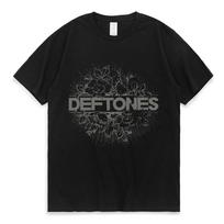 Punk Metal Rock Band Deftones Floral Burst Image marškinėliai Vyriški gatvės vintažiniai laisvalaikio medvilniniai marškinėliai Gothic Harajuku marškinėliai vyriški L juoda