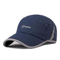 Men Women Mesh Moisture-Waging Quick Dry Baseball Cap Summer Male Originality Adjustable Breathable Sun Visor Fishing Hat Adjustable tamsiai mėlyna spalva