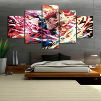 Modulinis paveikslas HD spausdintas plakatas 5 vnt. Demon Slayer Kimetsu No Yaiba Anime Drobės tapybos Sienų menas Svetainei Namų dekoras 20x35cm*2  20x45cm*2  20x55cm*1 black