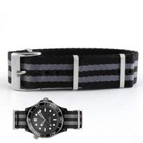 Omega 007 Nailono drobinis laikrodžio dirželis Factory Haima 300 Phantom Party Superb Series laikrodžio dirželis 20 mm black