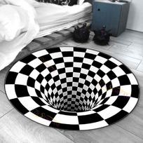3D Sūkurio Iliuzija Juodai Balta Kilimas Skandinaviškas Modernus Juodosios Skylės Apvalus Plotas Kilimai Geometrinis Neslystantis Kambario Dekoras Svetainės Grindų Kilimas 60cm gray