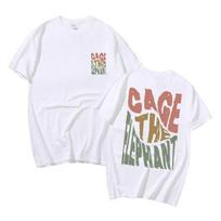 Cage The Elephant Pritn Double Sided Print Tshirt Unisex Hip Hop Harajuku Loose T Shirt Unisex Women Fashion Pure Cotton T-shirts L white