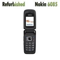 Atnaujintas Nokia UnlockedOriginal Nokia 6085 2G GSM Flip mobilusis telefonas 1 Battery 1 Charger juoda