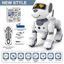 Išmanieji elektroniniai gyvūnai naminiai gyvūnėliai RC robotas, šuo, balsas, nuotolinio valdymo pultas žaislai Juokingi dainuojantys šokantys robotai šuniukai, programuojama edukacinė dovana vaikams mėlyna