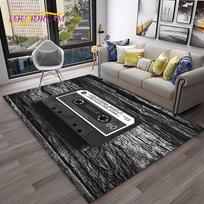 Retro Muzikos Kasetės Rašto 3D Kilimas Kilimėlis Namų Svetainei Miegamajam Sofai Durų Kilimėlis Dekoravimui, Vaikų Zonos Kilimas Neslystantis Grindų Kilimėlis 40x60cm gray