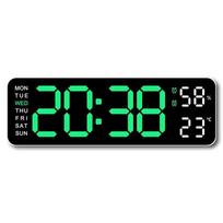 USB maitinamas didelis skaitmeninis sieninis laikrodis, 9 colių temperatūra, drėgmė savaitė, automatinis pritemdymas stalinis laikrodis Elektroninis LED žadintuvas 12/24 val. žalia