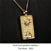 Madingi Taro kortelių pakabukai, karoliai moterims, 2024 m. Goth nerūdijančio plieno Tarot Moon Choker karoliai Taro būrimo papuošalai moon beige