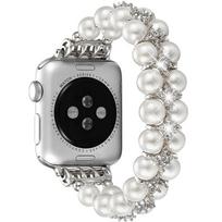 Laikrodžio dirželis Perlinis dirželis Apple Watch juostai 8 Ultra Karoliukinis 49mm Moteriškas plieninis Papuošalas Elastingas Iwatch Series 7 6 SE 5 4 3 44mm 40mm 42 45mm 42 44 45 49mm gray