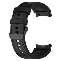 Klasikinis odinis+silikoninis dirželis Samsung Galaxy Watch 7 6 5 Pro 40mm 44mm be tarpų apyrankė Watch6 4 Classic 47 43 46mm išlenktas galas For Watch 4 5 6 7 black