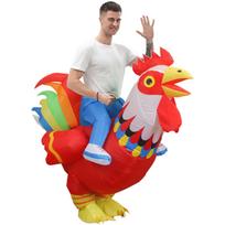 Pripučiamas kostiumas „Rooster“, suaugusiems One size, 150-190cm raudona