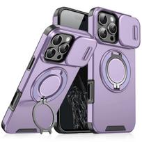 Prabangus tvirtas šarvuotas dėklas su magnetiniu laikikliu iPhone 17 16 15 14 13 12 11 Pro Max Plus, slankiojančia kameros apsauga, PC dangtelis iPhone 16 Pro Max violetinė