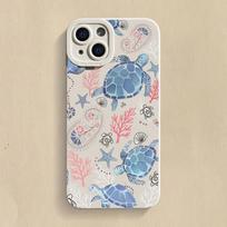 Vasaros vandenyno vėžlio ir delfino rašto silikoninis telefono dėklas, skirtas iPhone 16 15 14 13 12 11 Pro Max X XR XS 7 8 Plus SE 2020, minkštas dangtelis For 7 8 Or SE 2020