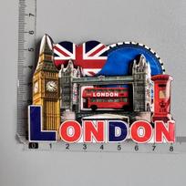 Anglija Magnetiniai lipdukai šaldytuvui Britiški šaldytuvo magnetai Jungtinė Karalystė Londono autobusas Big Benas Mančesteris Oksfordas Meškučių kolekcija Dovana blue