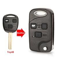 jingyuqin Nuotolinio valdymo sulankstomas automobilio raktų dėklas Toyota Yaris Carina Corolla Avensis Automobilio raktų dėklas Su mygtukais Toy43 Toy47 Toy48 dūminė juoda spalva