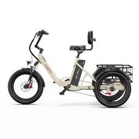 ONESPORT OT30 Pro Elektrinis triratis su krepšiu 48V18AH baterija 500W variklis e-dviratis 20 colių ratai Patogus elektrinis trijų ratų krovininis triratis balta